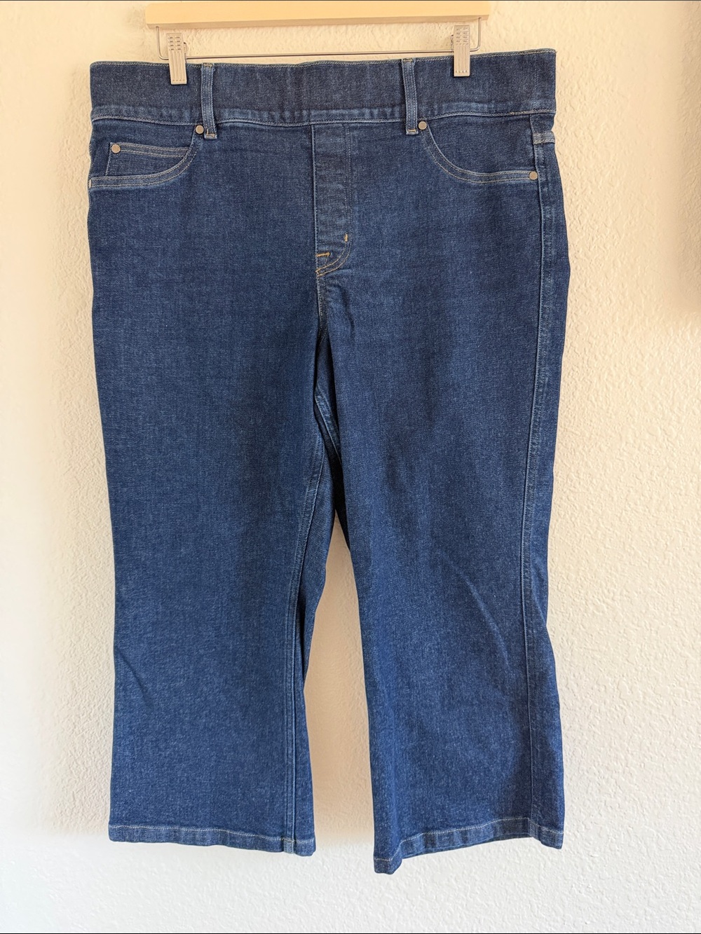 Spanx Cropped Kick Flare Pull On Jeans in Raw Indigo 2X Petite